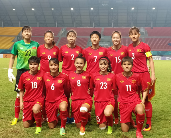 Đội hình xuất phát của đội tuyển nữ Việt Nam trong trận tứ kết gặp Đài Bắc Trung Hoa